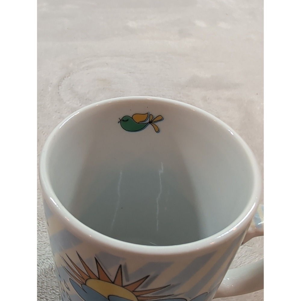 Sigris Spanish Quote Tea Infuser Mug with Lid Ceramic Strainer Sun Rainbow Blue - Picture 8 of 11